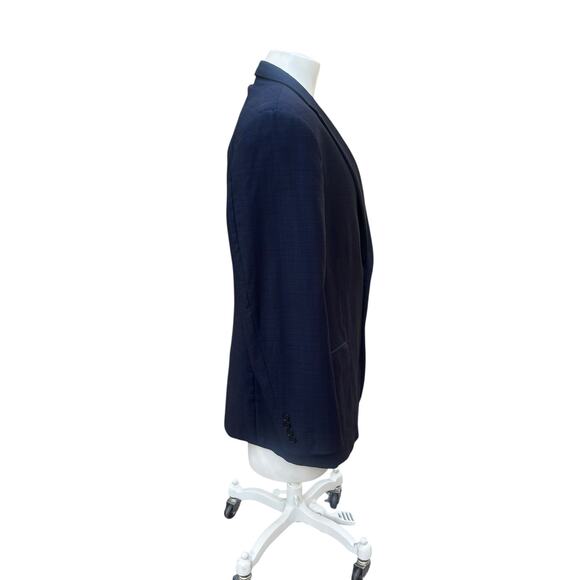 Hickey Freeman Jacket Sport Coat 46R Loro Piana Super 150 Blue Checker 2 Button - Picture 9 of 16